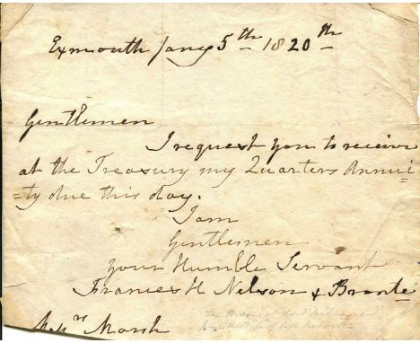 [NELSON HORATIO]: (1758-1805) British Admiral during the Napoleonic Wars, the victor of the Battle of Trafalgar, 1805. NELSON