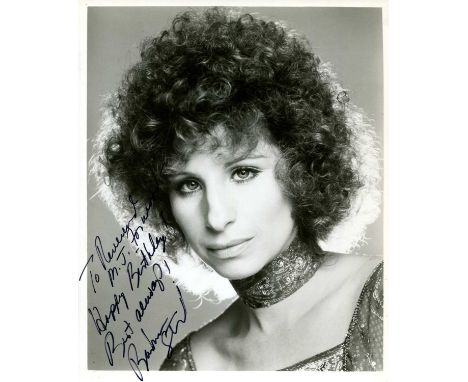 STREISAND BARBRA: (1942- ) American singer and actress, Academy Award winner. Signed and inscribed 8 x 10 photograph of Strei