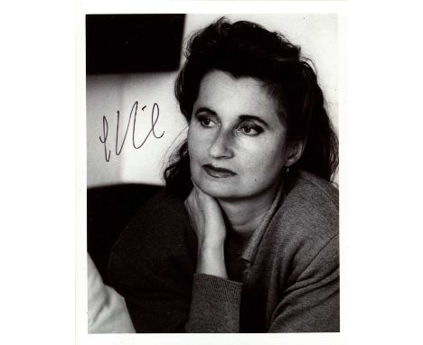 JELINEK ELFRIEDE: (1946- ) Austrian playwright and novelist, Nobel Prize winner for Literature, 2004. Signed 8 x 10 photograp