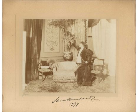 BERNHARDT SARAH: (1844-1923) French stage actress. A fine, large vintage signed sepia 14 x 12 photograph, the engaging image 