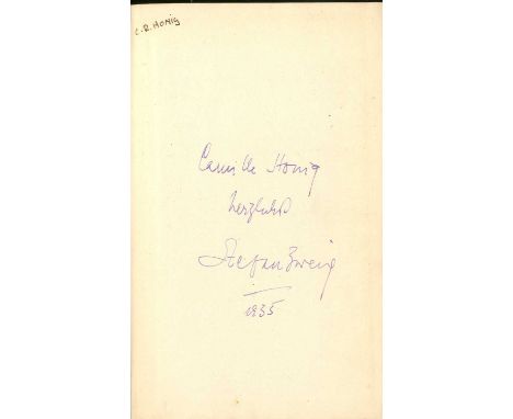 ZWEIG STEFAN: (1881-1942) Austrian novelist, playwright, journalist and biographer, himself a passionate collector of autogra