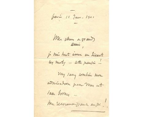 MASSENET JULES: (1842-1912) French composer of the Romantic era. A very good content A.L.S., `J. Massenet´, three pages, 8vo,