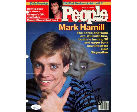 HAMILL MARK: (1951- ) American actor who portrayed Luke Skywalker in the Star Wars films. Signed and inscribed colour printed
