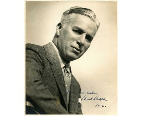 CHAPLIN CHARLES: (1889-1977) English film comedian, Academy Award winner. A good vintage signed 8 x 10 photograph of Chaplin 