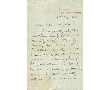 RUSKIN JOHN: (1819-1900) English writer, philosopher, art critic and polymath. A.L.S., John Ruskin, two pages (written to the