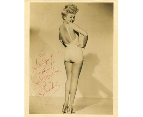 GRABLE BETTY: (1916-1973) American dancer, singer and actress, the number one pin-up girl of World War II. An excellent vinta
