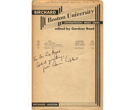 COPLAND AARON: (1900-1990) American composer and conductor. A slim 4to printed edition of the sheet music for That´s the Idea