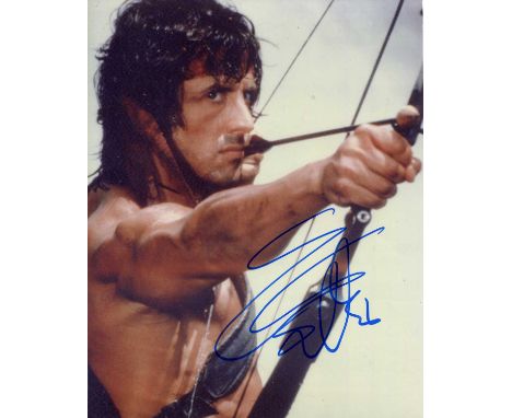 STALLONE SYLVESTER: (1946- ) American Actor, an Academy Award nominee. Signed colour 8 x 10 photograph by Stallone, the image