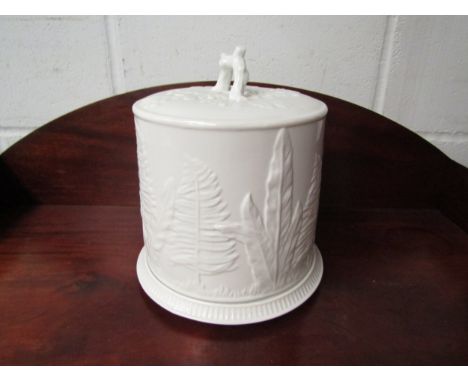 A white ceramic food dome/cover with fern leaf decoration 30cm tall x 16cm diameter 
