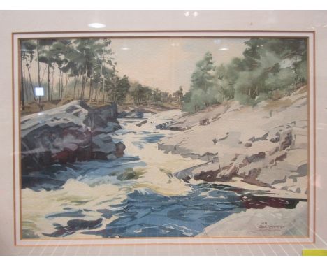 IAN BUCHANAN-DUNLOP (1900-1979): A watercolour of river rapids, 24cm x 34cm, framed and glazed 