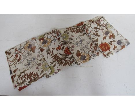Two pairs of 1970's sateen floral curtains, a Moygashel screen print, fabric design ''Printemps'' by Artilia, unlined, 165cm 
