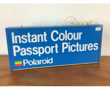POLAROID - INSTANT COLOUR PASSPORT PICTURES ADVETISING LIGHT BOX, CIRCA 1990s in plastic with interior bulb, wired for electr