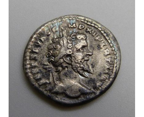 Coins; Septimius Severus Denarius (198-200AD) RIC 134 Laureate head right, reverse Marti Victori Mars helmeted naked to waist