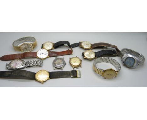 A collection of vintage wristwatches including Seiko, Oris, Everite, Onsa, Helvetia, etc.