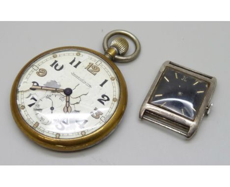 A Jaeger-LeCoultre military pocket watch, GSTP-T16964, and a silver cased Jaeger-LeCoultre wristwatch, London import mark for