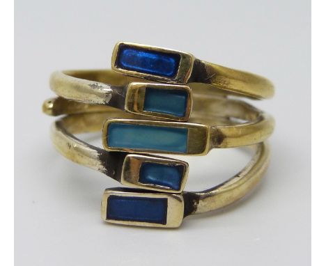 A silver gilt designer ring, signed HBD, R