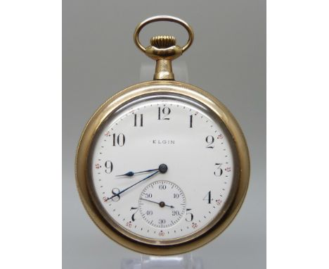An Elgin gold plated pocket watch 