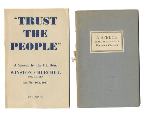 CHURCHILL (WINSTON)A Speech before the Parliament of England on 11th November 1942,  limited to 400 copies, stitched in publi