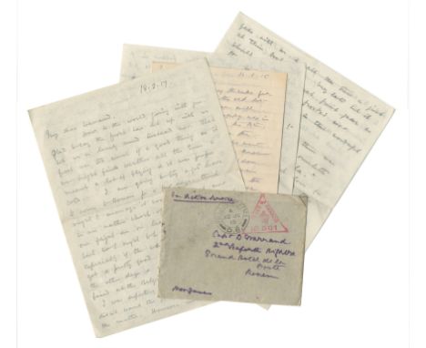 WORLD WAR I - ROYAL FLYING CORPSTwo autograph letters from Jim Davison of the Royal Flying Corps signed ('Jim Davison'), to C