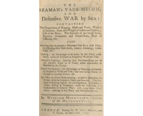 MOUNTAINE (WILLIAM)The Seaman's Vade-Mecum, and Defensive War by Sea,  2 engravings of ship's rigging on single folded sheet,