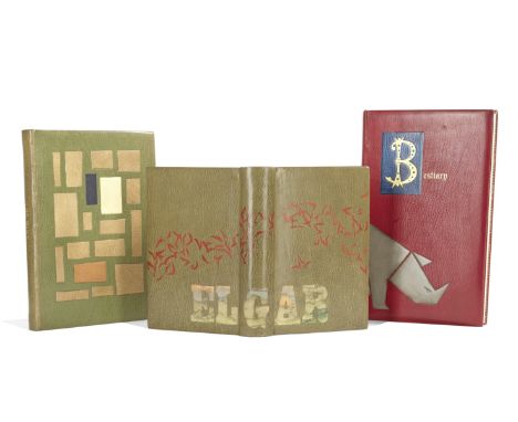 BINDING - DELRUEYOUNG (PERCY M.) Elgar O.M. A Study of a Musician,  plates, bound in olive green crushed morocco by Paul Delr