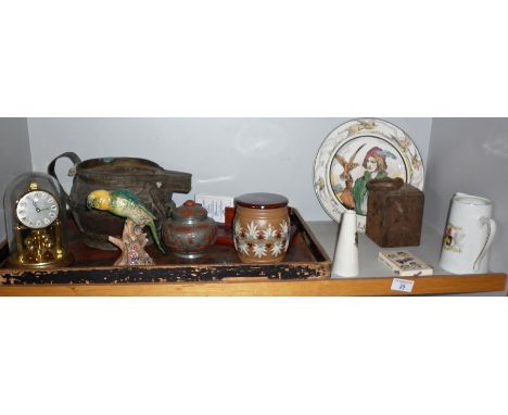 Shelf of china, Kern clock, ethnic pot, etc.