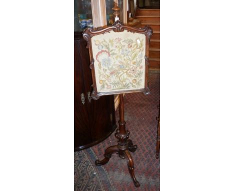 Victorian pole screen with tapestry screen