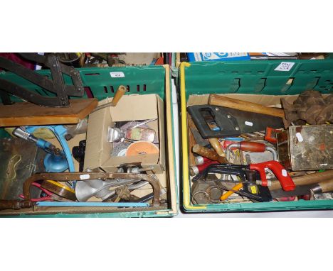Two crates of assorted metal working tools