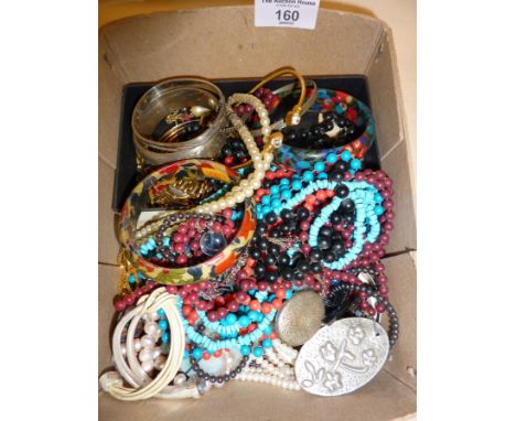 Assorted vintage and modern costume jewellery, inc. Sterling silver hinged bracelets, coral earrings and pearl necklaces