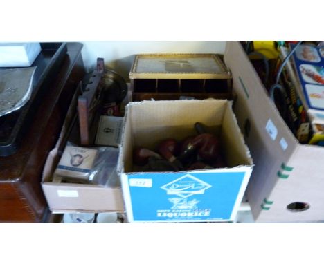 A collection of vintage smoking effects including a High Kings display box which holds smoking pipes, pipe rack and vintage c