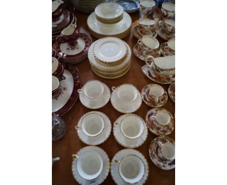 A Royal Albert Val Dor gilt edged tea and dinner wares, comprising cups, saucers, dinner, side plates and dishes, approx 42 p