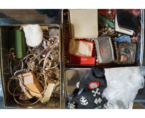 A collection of jewellery items, together with, a bag of coins, a silver case pocket watch, two mother of pearl clips with re