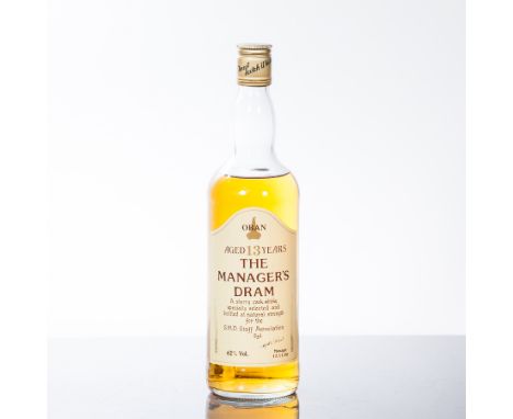 OBAN 13 YEAR OLD THE MANAGER'S DRAM 1990
Single Highland Scotch Whisky, bottled 17 November 1990, 750ml, 62% volume.