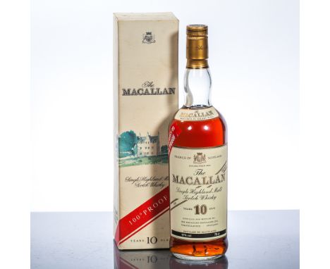 THE MACALLAN 100° PROOF 10 YEAR OLD
Single Highland Scotch Whisky, 75cl, 57% volume, 100°, in carton. CONDITION REPORT: high 