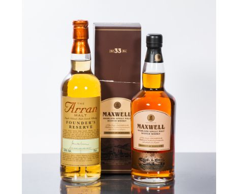 MAXWELL 33 YEAR OLD
Single Highland Scotch Whisky. 70cl, 40% volume, in carton.
THE ARRAN MALT FOUNDER'S RESERVE
Single Islan