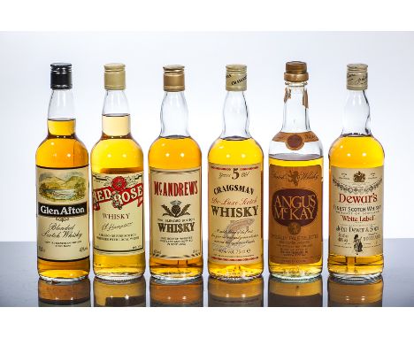 DEWAR'S WHITE LABEL
Blended Scotch Whisky,  75cl, 40% volume.
CRAIGSMAN 5 YEARS OLD
Blended Scotch Whisky, 75cl, 40% volume.
