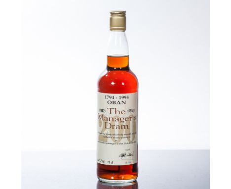 OBAN BICENTENARY THE MANAGER'S DRAM
Single Highland Scotch Whisky, 70cl, 64% volume.