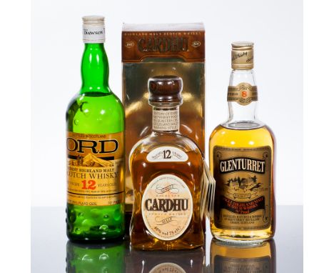 CARDHU 12 YEAR OLD
Single Highland Scotch Whisky. 75cl, 40%  volume, in carton.
GLEN ORD 12 YEAR OLD
Single Highland Scotch W