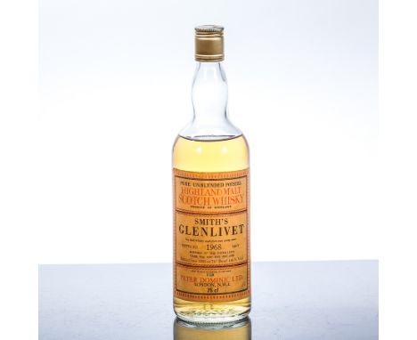 GLENLIVET 12 YEAR OLD
Single Speyside Scotch Whisky, distilled May 1968 and bottled June 1980 for Peter Dominic Ltd., London.
