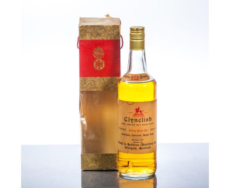CLYNELISH 12 YEAR OLD
Single Highland Scotch Whisky, bottled by Ainslie & Heilbron Ltd., 26 2/3 fl.oz., 70°, in carton. CONDI