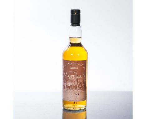 MORTLACH 19 YEAR OLD THE MANAGER'S DRAM 2002
Single Speyside Scotch Whisky, bottled 6th December 2002. Bottle no. 0804. 70cl,