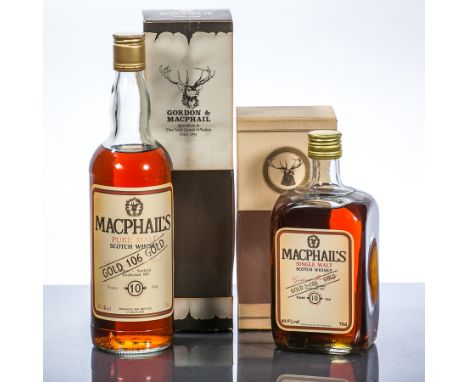 MACPHAIL'S 10 YEAR OLD GOLD 106
Single Speyside Scotch Whisky, 75cl, 60.5% volume, in carton.
MACPHAIL'S 10 YEAR OLD GOLD 106