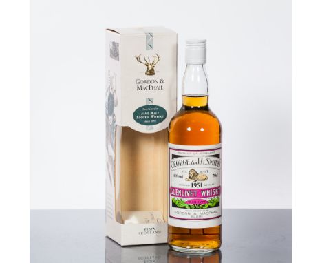 GEORGE & J. G. SMITH'S GLENLIVET 1951
Single Speyside Scotch Whisky, distilled in 1951 and bottled by Gordon & Macphail.  70c