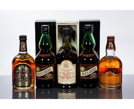 J&B 15 YEAR OLD
Blended Scotch Whisky, 75cl, 43% volume, in carton.
GORDON GRAHAM'S BLACK BOTTLE
Blended Scotch Whisky, 75cl,