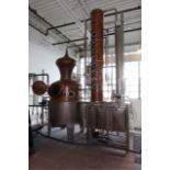 Arnold Holstein 500 L still, copper-plated pear-shaped hat, agitator, catalytic converter...