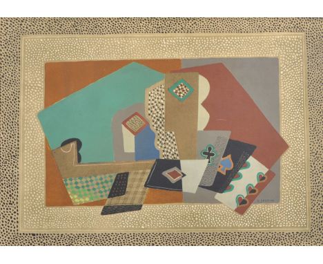 Gino Severini (1883-1966) Italian. "Still Lie with Pipe 1914", Lithograph, 13.75" x 18.5".