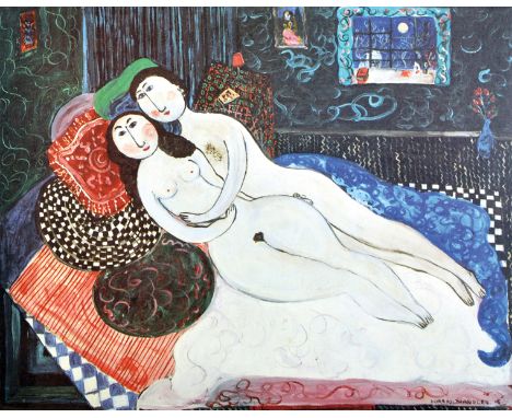 Dora Holzhandler (1928-2015) French/British. A Naked Couple Lying on a Bed, Lithograph, Signed and Inscribed 'AP', Unframed, 