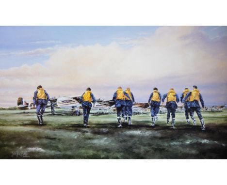 Terrence Brind (20th - 21st Century) British. 'Eagle Squadron Scramble', Lithograph, Signed and numbered 101/825 in Pencil, U