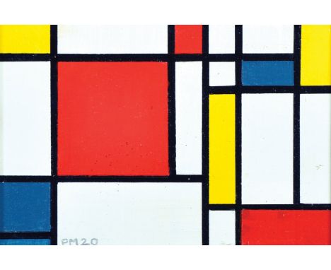 R... Rathebone (20th Century) British. Untitled after Piet Mondrian, Oil on Board, bears Initials 'PM' and Dated '20, and Ins