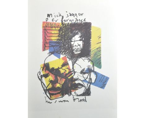 Herman Brood (act.1964-2001) Dutch. "Mick Jagger", Print, 23" x 18", and another by the same hand, "Guns & Roses", two (2).